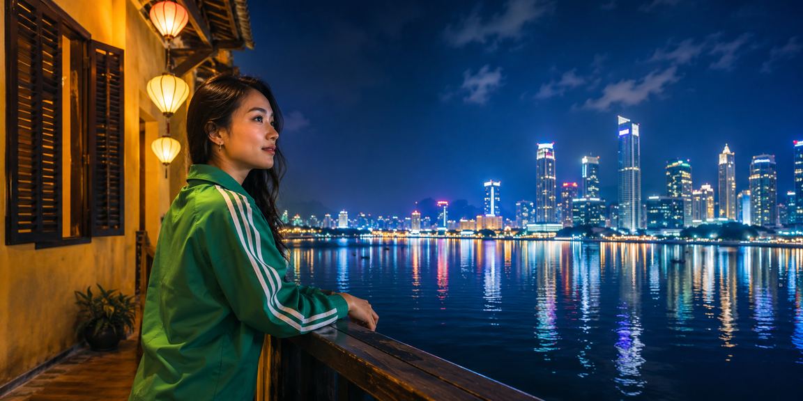 Phố cổ Hội An về đêm, nơi người dùng địa phương hay theo dõi kết quả xổ số miền Trung trên điện thoại